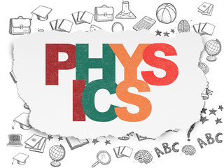 Studying concept: Physics on Torn Paper background