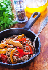 soba with meat and vegetables