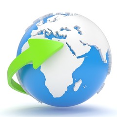 Naklejka premium Arrow and Earth globe. 3d render