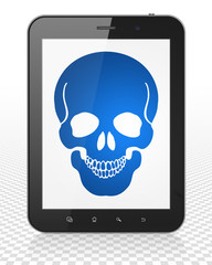 Medicine concept: Tablet Pc Computer with Scull on display