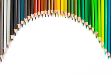 Colour pencils isolated on white background