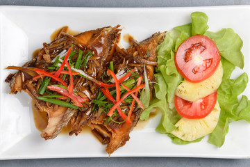 chinese fried fish with oyster sauce and ginger