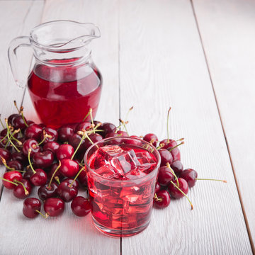 Organic cherry juice in glass