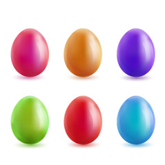 Set of realistic colored eggs.