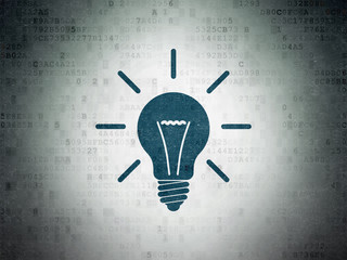 Business concept: Light Bulb on Digital Paper background