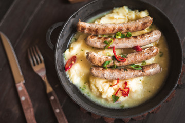 sausages grilled with red pepper
