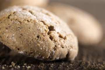 Almond cookies on wood