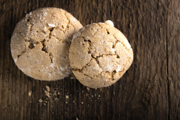 Almond cookies on wood