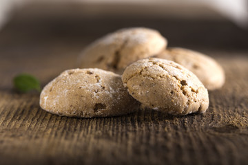 Almond cookies on wood