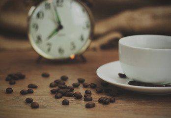 Coffee cup against a rustic background