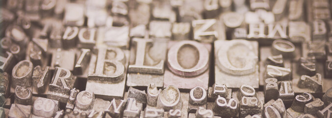 Close up of typeset letters with the word Blog