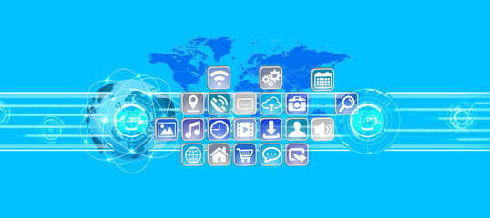 Obraz premium Icons applications connecting to each other