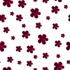 Seamless pattern in watercolor style with flowers. Lovely decorative ornament for decoration, packaging, textile and printing. Purple and white colors.