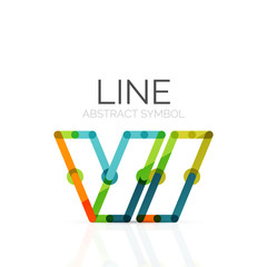 Linear abstract logo, connected multicolored segments of lines geometrical figure