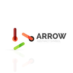 Linear arrow abstract logo, connected multicolored segments of lines in directional pointer figure