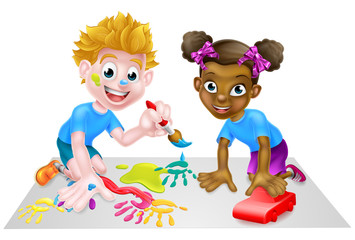 Obraz na płótnie Canvas Boy and Girl Kids Playing