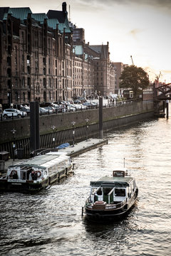 Famous Speicherstadt warehouse district in Hamburg, Germany