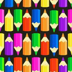 Vector seamless pattern with colorful pencils