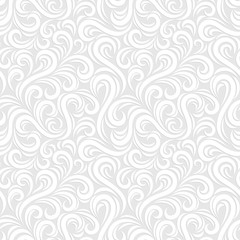 Swirl seamless pattern. Abstract white vector wavy background.