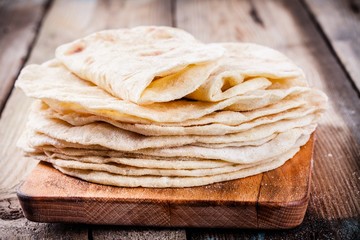 Stack of homemade wheat tortillas