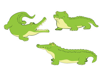 three funny vector crocodiles