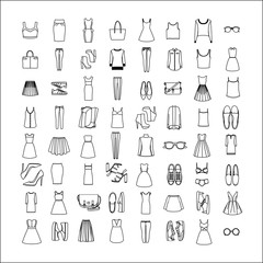 A set of female clothes and accessories