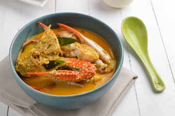 Crab meat coconut milk curry, Thai spicy soup cuisine