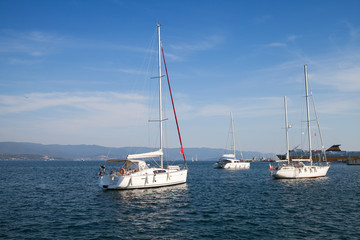 Fototapeta premium Sailing yachts moored in bay of Ajaccio