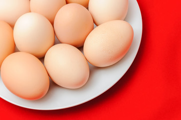 Eggs on a white plate