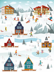 Winter landscape and winter activities