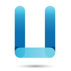U font vector with blue color on White background, Futuristic fo