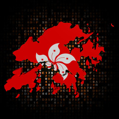 Obraz na płótnie Canvas Hong Kong map flag on hex code illustration