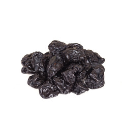 Dried raisins on a white background
