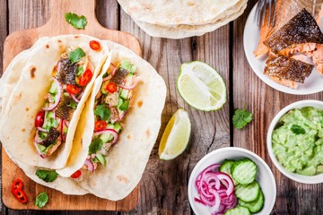 homemade tacos with salmon