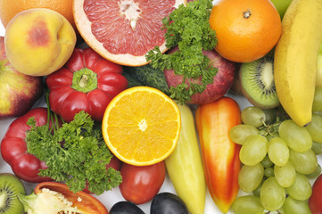 Naklejka na ściany i meble fresh fruits and vegetables