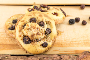 Homemade cookies with aronia and cranberries