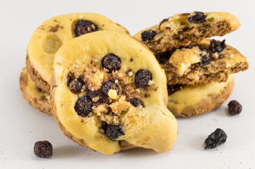 Homemade cookies with aronia and cranberries