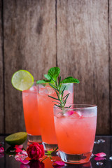 Refreshing summer drink with Strawberry in glasses