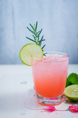 Fototapeta premium Refreshing summer drink with Strawberry in glasses