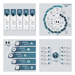 Collection of 4 blue color template/graphic or website layout. Vector Background. For your idea and presentation.