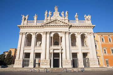 Fototapeta na wymiar Rome - The facade of St. John Lateran basilica (Basilica di San Giovanni in Laterano)