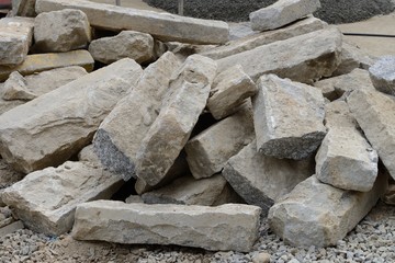 building stones for street tiles on the building site