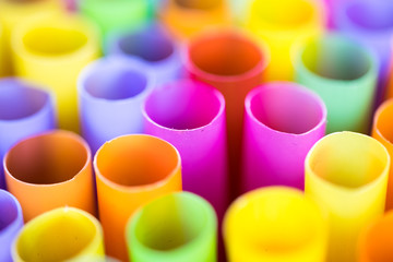 Close up Colorful drinking straws.