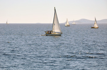 Fototapeta premium Yachting in the beautiful day near by croatia coastline