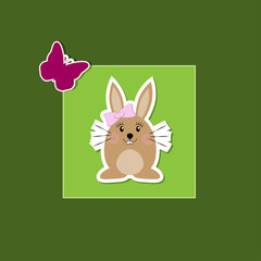 Obraz premium Osterhase & Schmetterling - Happy Easter