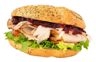 Turkey And Salad Sandwich With Cranberry Jelly