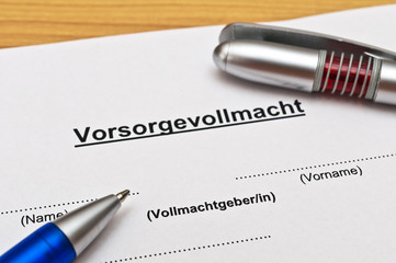 Vorsorgevollmacht mit zwei Stiften