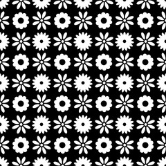 Seamless pattern with silhouettes flowers  