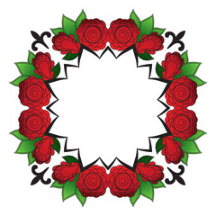 Bright abstract pattern, a wreath of roses. 