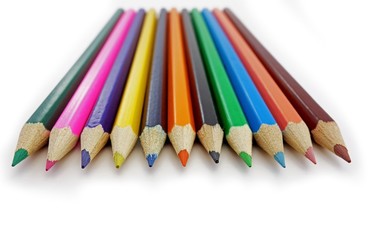 colored pencils on a white background
